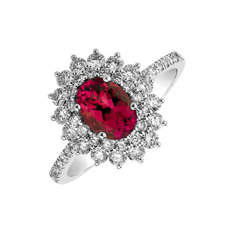 Diamond ring with Ruby Aurora Goddess