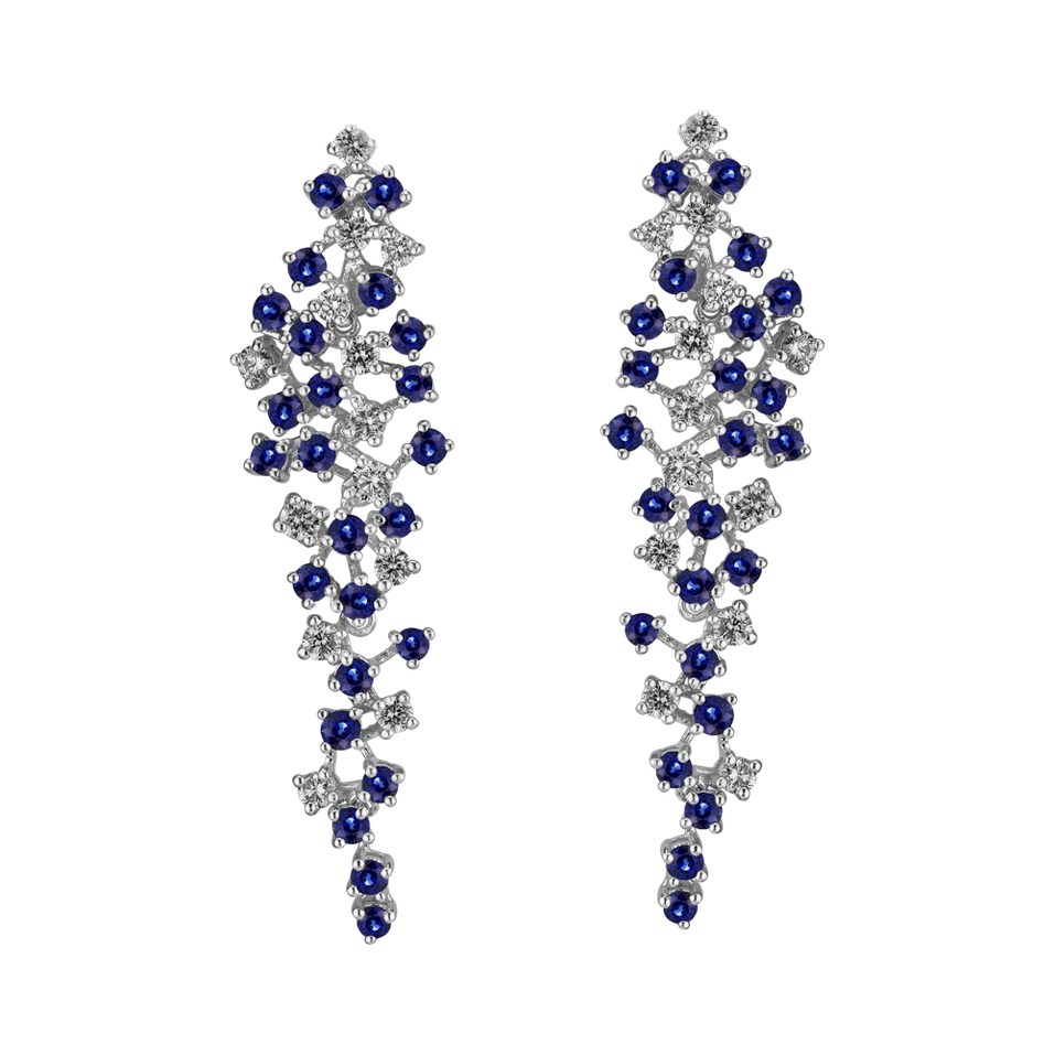 Diamond earrings and Sapphire Sparkling Waterfall