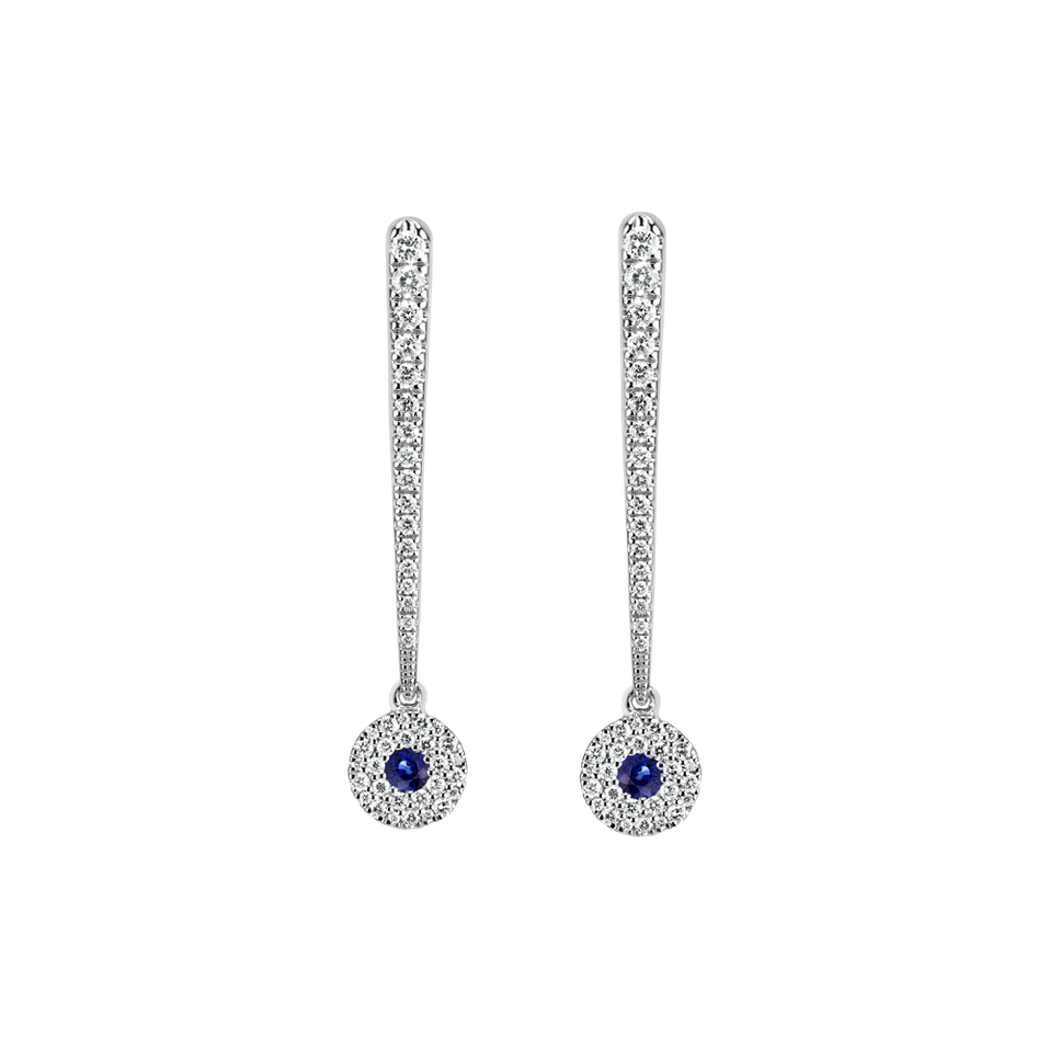 Diamond earrings with Sapphire Sparkling Exclamation