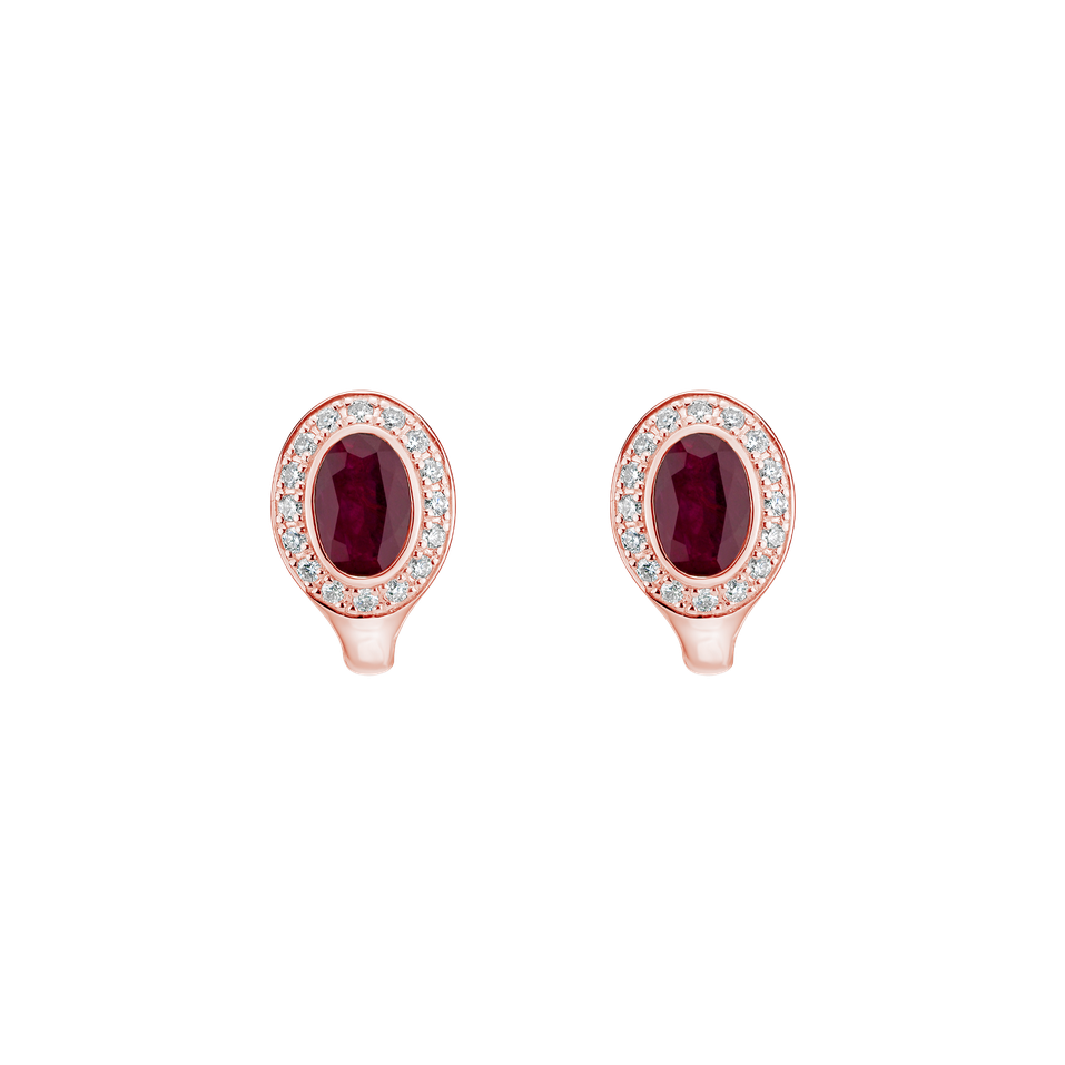 Diamond earrings with Ruby Lucky Ruby