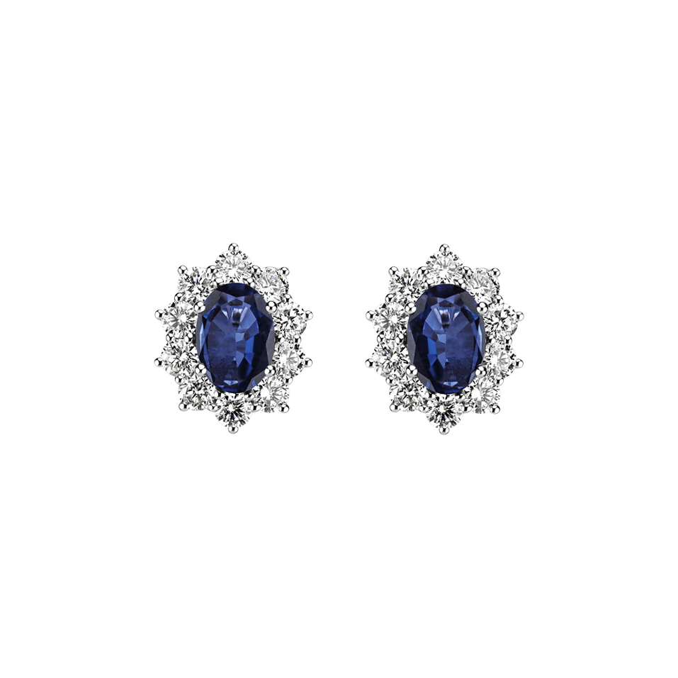 Diamond earrings with Sapphire Princess Joy