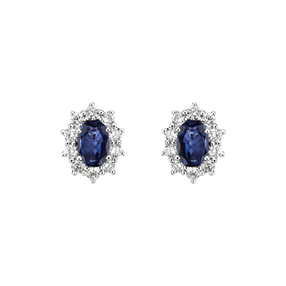 Diamond earrings with Sapphire Princess Joy