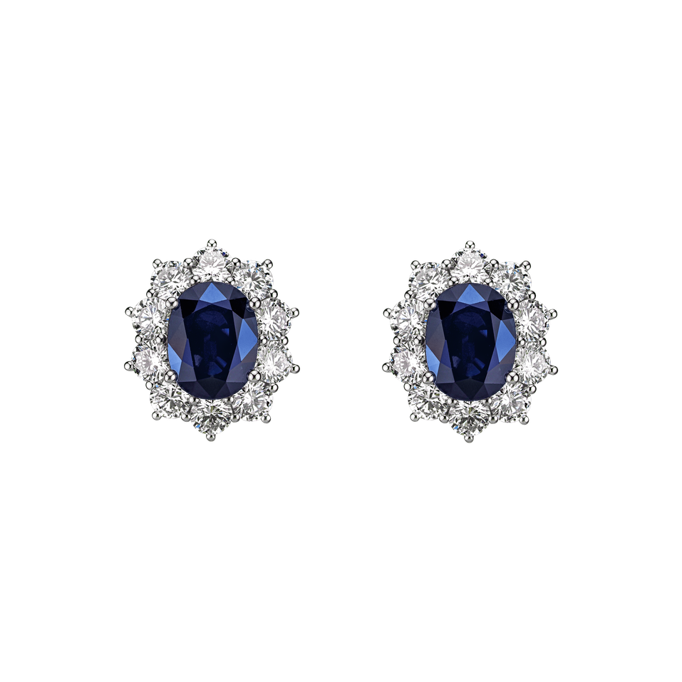 Diamond earrings with Sapphire Princess Joy