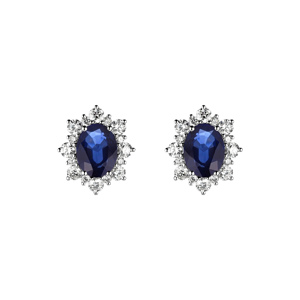 Diamond earrings with Sapphire Royal Aurora