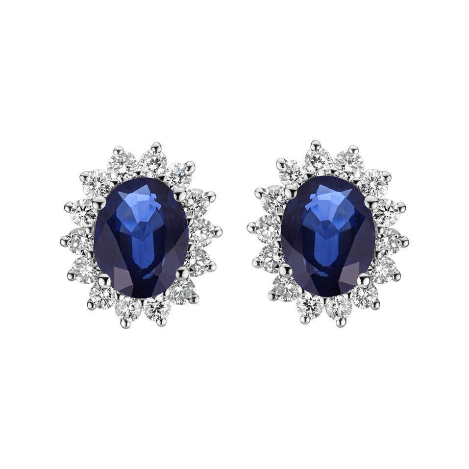 Diamond earrings with Sapphire Princess