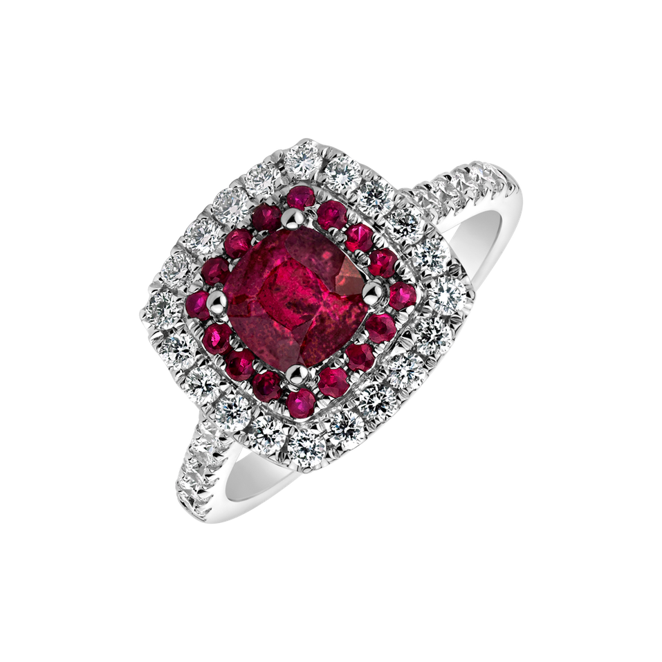 Diamond ring with Ruby Sparkling Rise