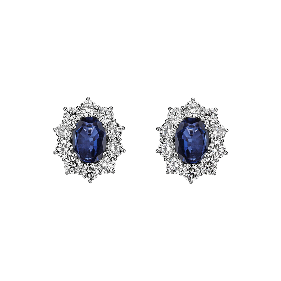 Diamond earrings with Sapphire Princess