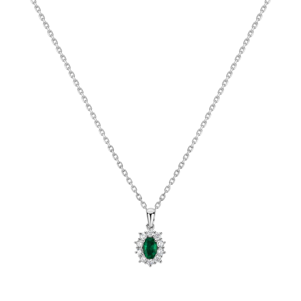 Diamond pendant with Emerald Princess