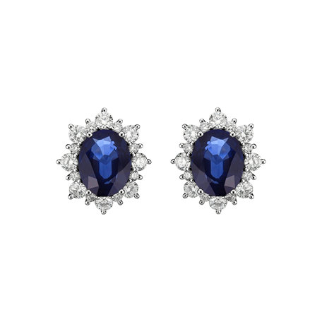 Diamond earrings with Sapphire Royal Aurora