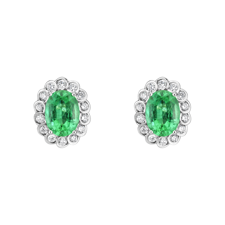 Diamond earrings with Emerald Princess