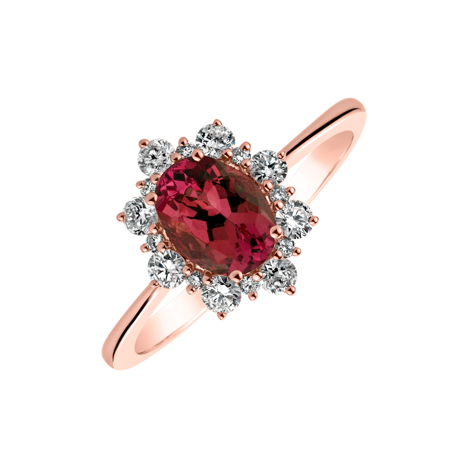 Diamond ring with Ruby Trixie Princess