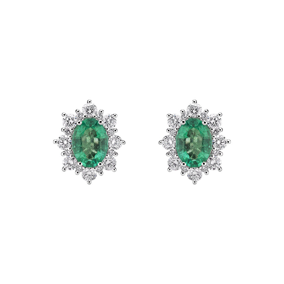 Diamond earrings with Emerald Princess