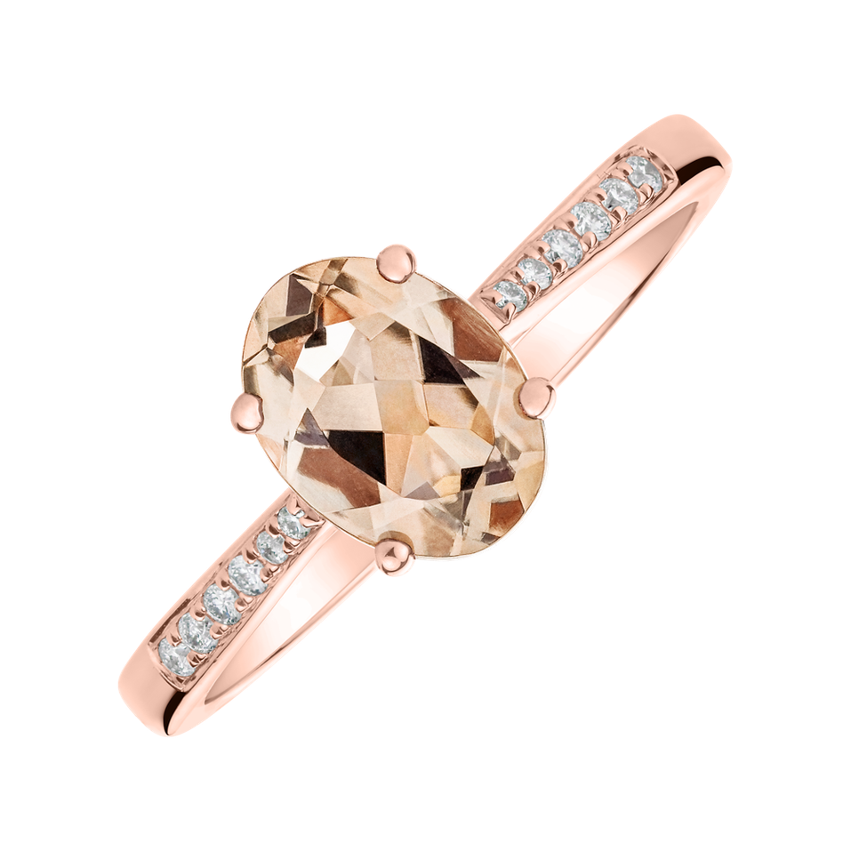 Diamond ring with Morganite Bonbon