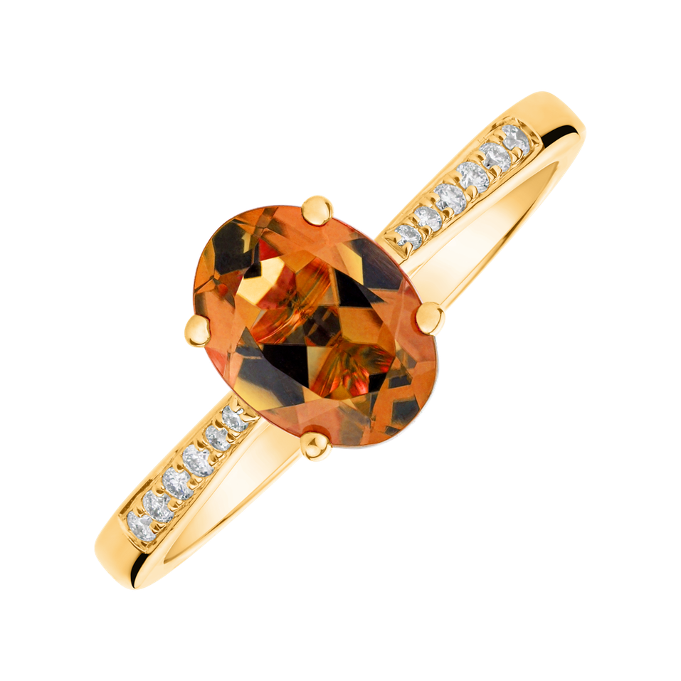 Diamond ring with Citrine Madeira Bonbon