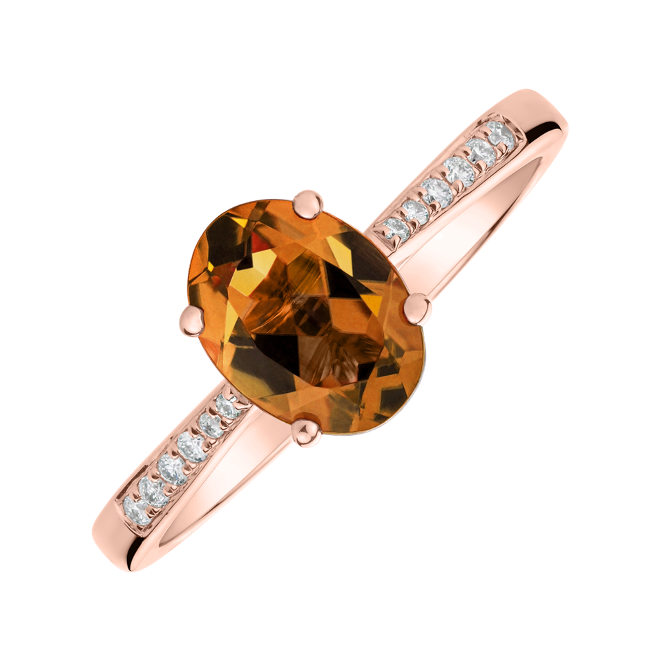 Diamond ring with Tourmaline Cognac Bonbon