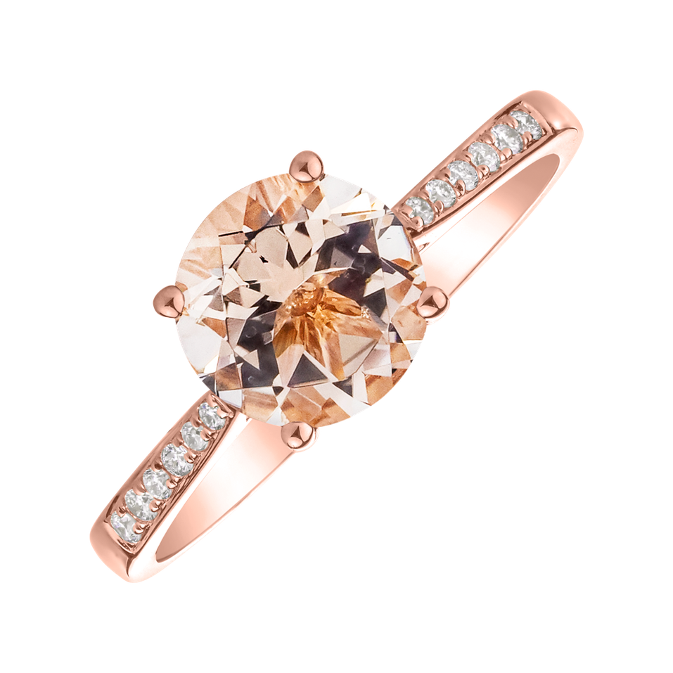 Diamond ring with Morganite Bonbon