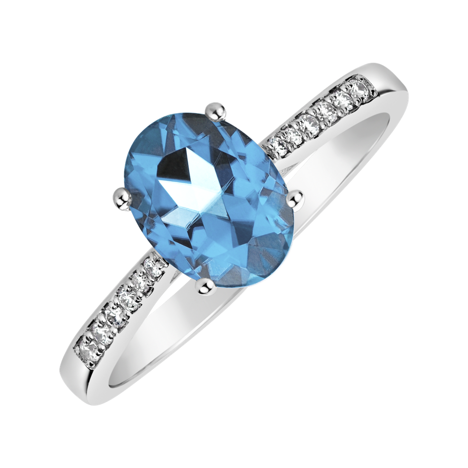 Diamond ring with Topaz Swiss Bonbon