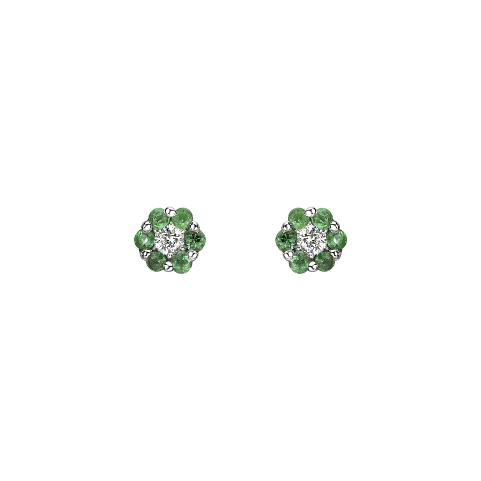 Diamond earrings and Emerald Shiny Flower