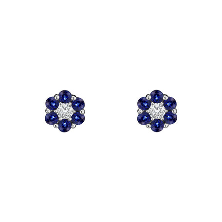 Diamond earrings and Sapphire Shiny Flower