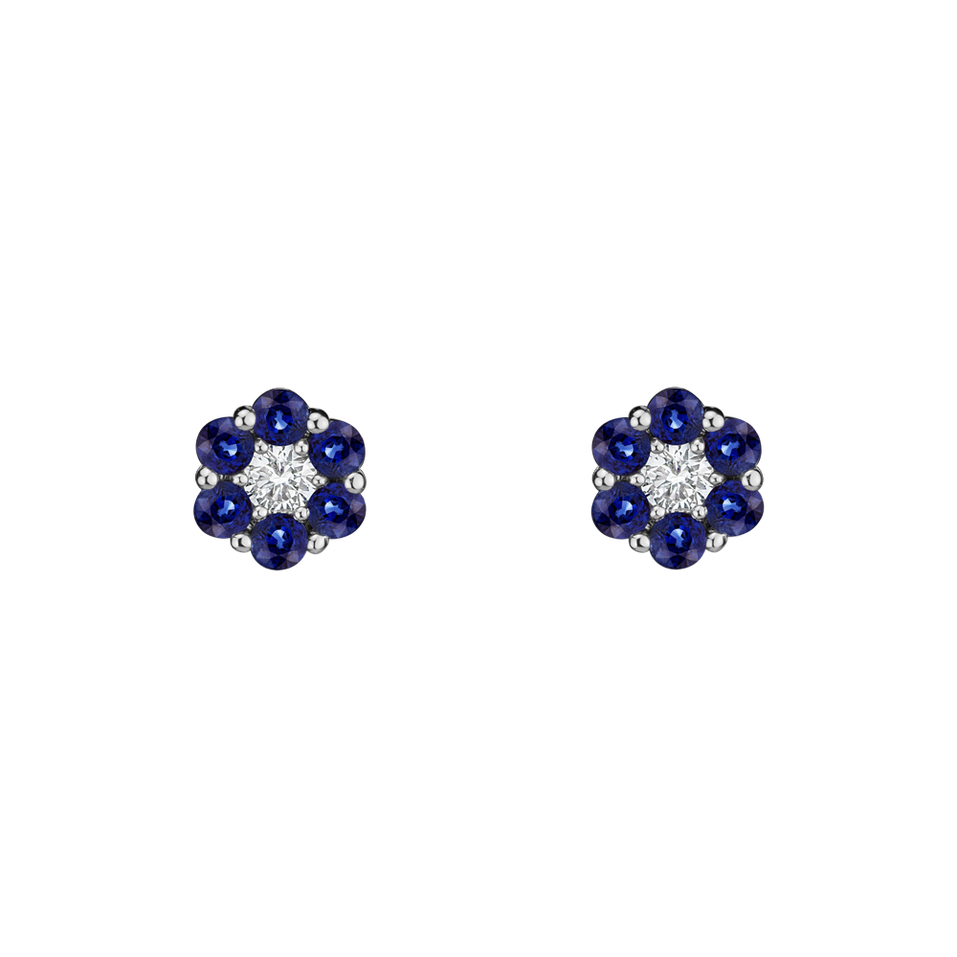 Diamond earrings and Sapphire Shiny Flower