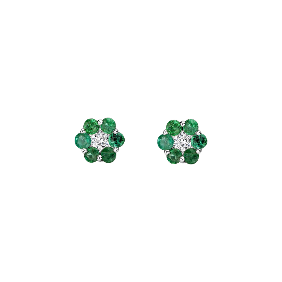 Diamond earrings and Emerald Shiny Flower