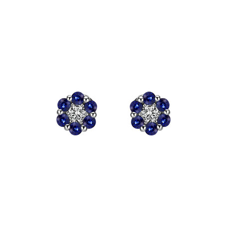 Diamond earrings and Sapphire Shiny Flower