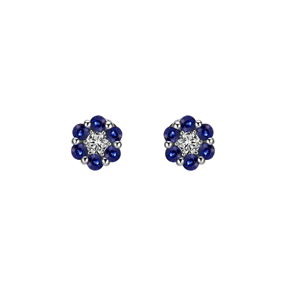 Diamond earrings and Sapphire Shiny Flower