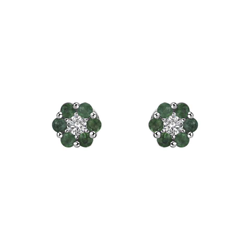 Diamond earrings and Emerald Shiny Flower