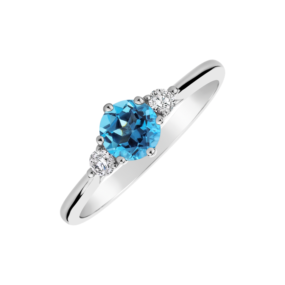 Diamond ring with Topaz Midnight Serenity