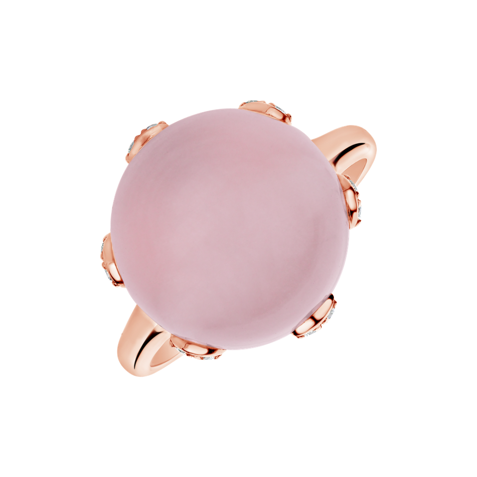 Diamond ring with Rose Quartz Allure Delight