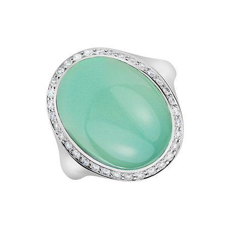 Diamond ring with Chalcedony Gem Sparkle