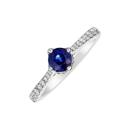 Diamond ring with Sapphire Time for Love