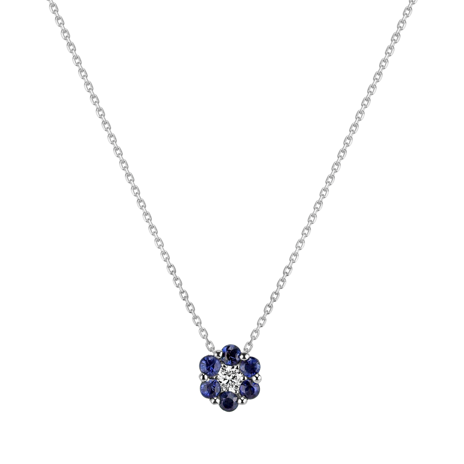 Diamond necklace with Sapphire Shiny Flower