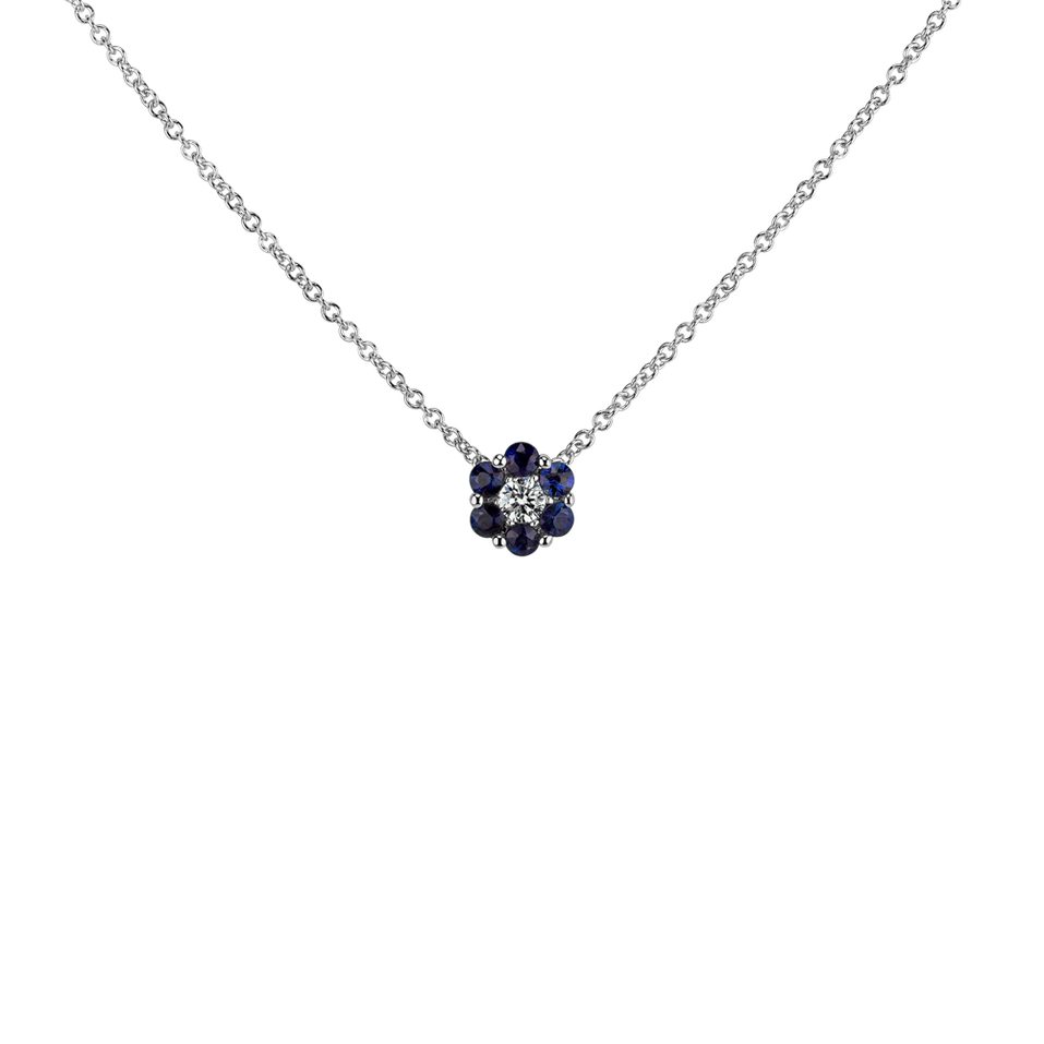 Diamond necklace with Sapphire Shiny Flower