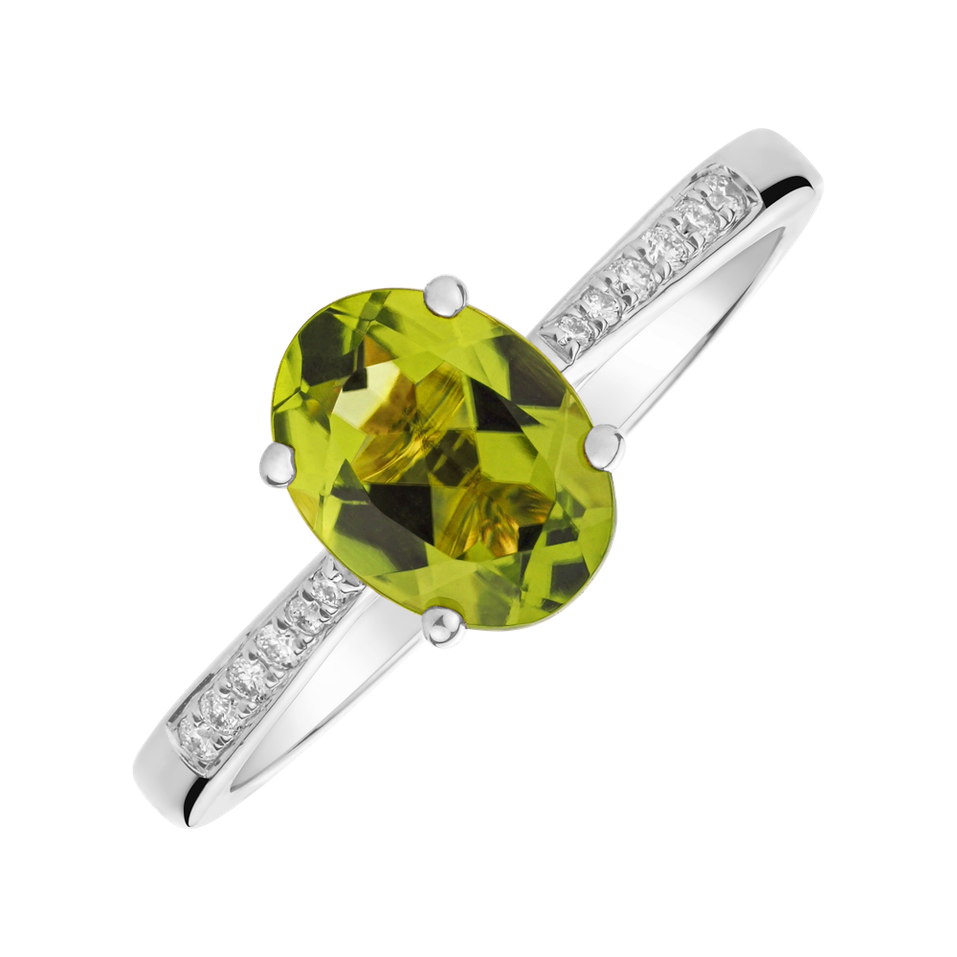 Diamond ring with Peridot Bonbon