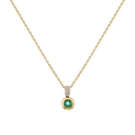 Diamond pendant with Emerald Delicate Drop