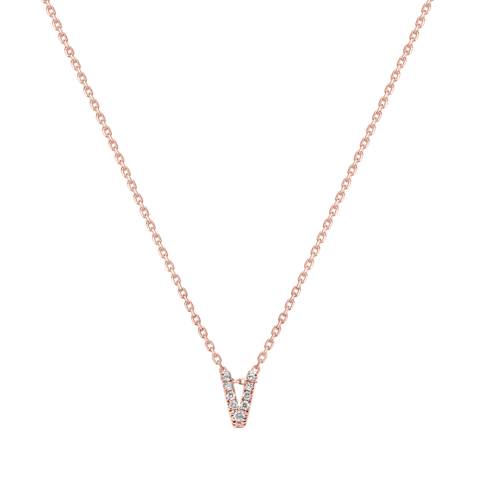 Diamond necklace Glittering Letter V