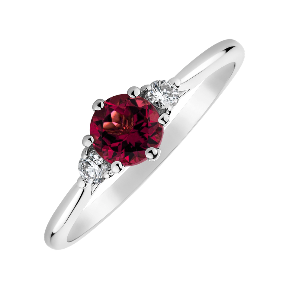 Diamond ring with Rhodolite Midnight Serenity