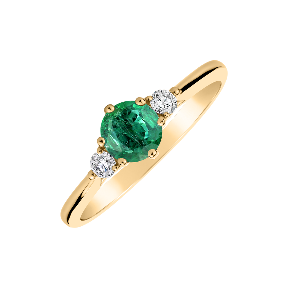 Diamond ring with Emerald Midnight Serenity