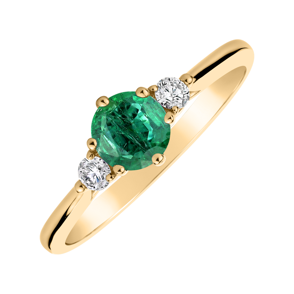 Diamond ring with Emerald Midnight Serenity