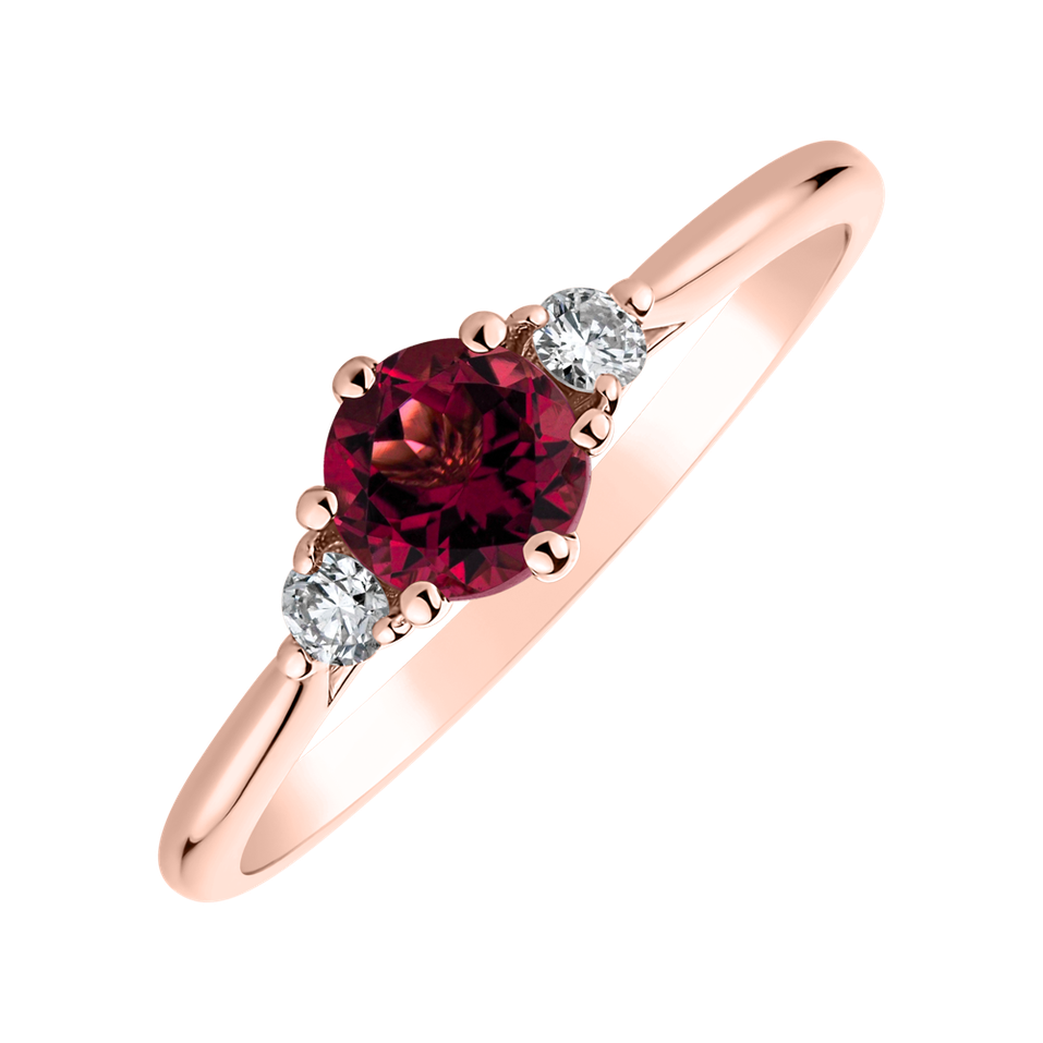 Diamond ring with Rhodlite Midnight Serenity