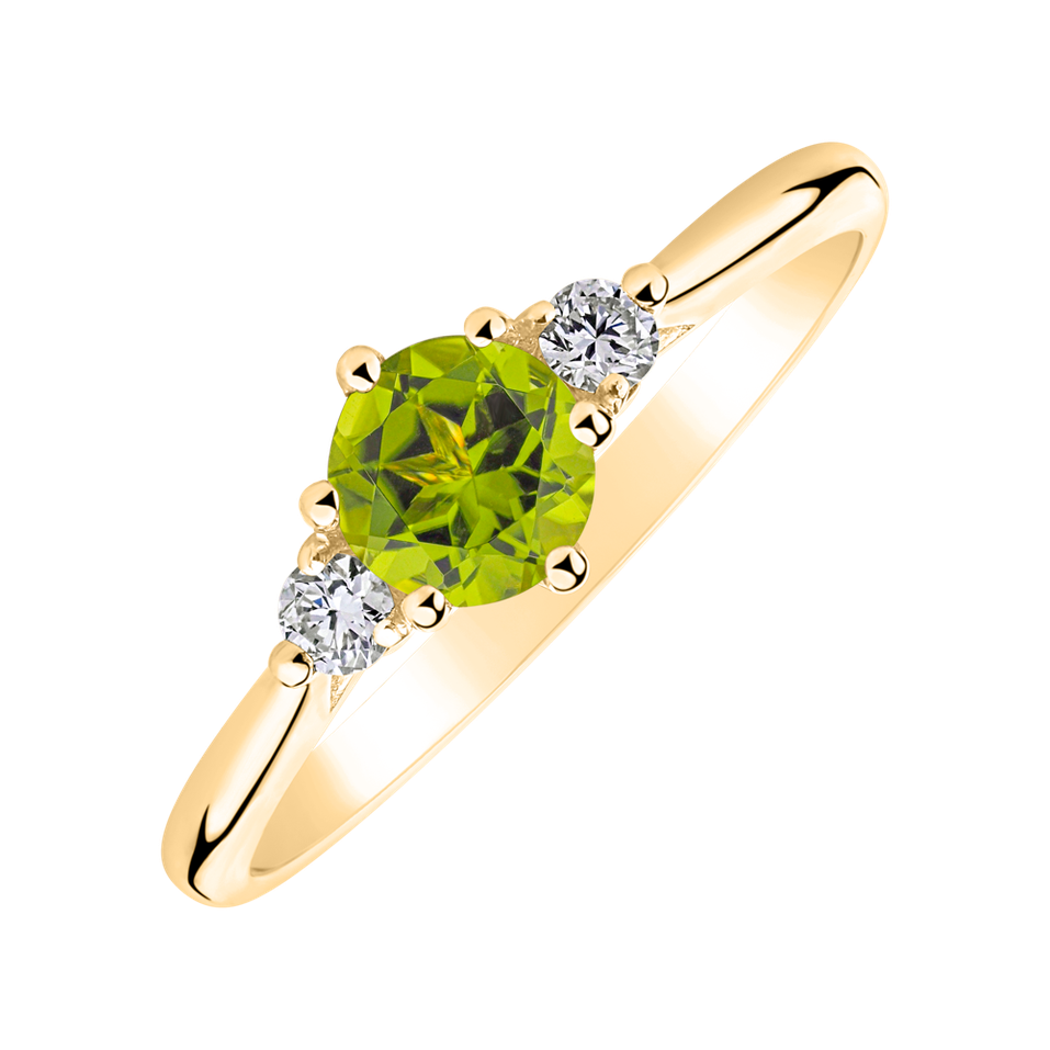 Diamond ring with Peridot Midnight Serenity