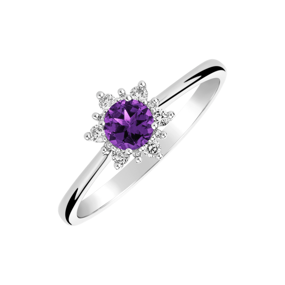 Diamond ring with Amethyst Brazil Glowing Starlet