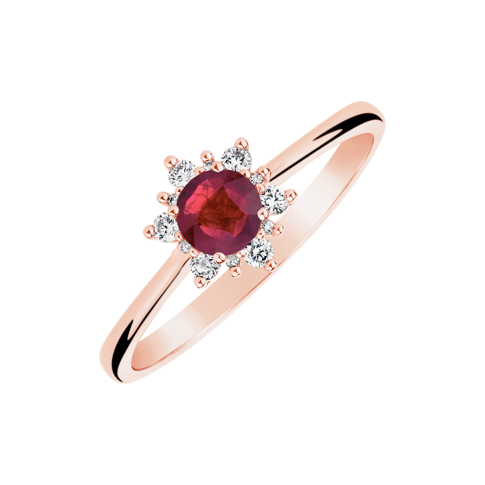 Diamond ring with Ruby Starlet