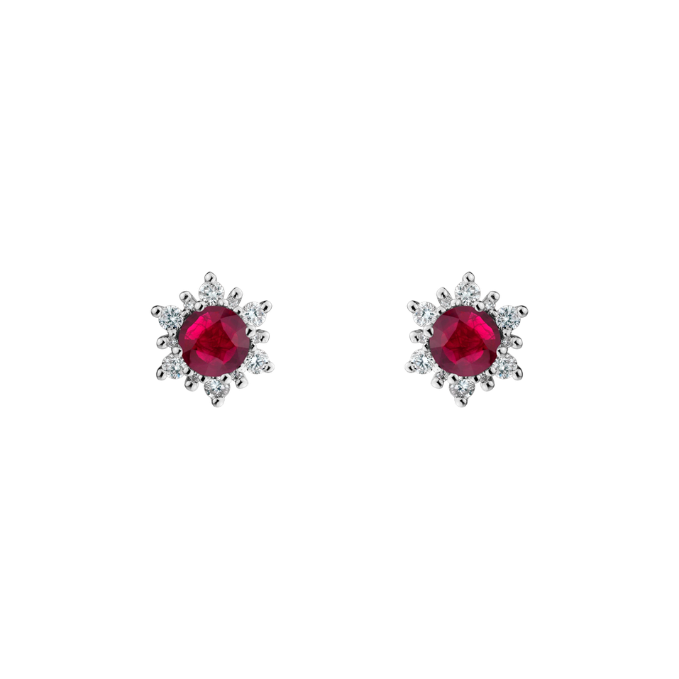 Diamond earrings with Ruby Snow Star