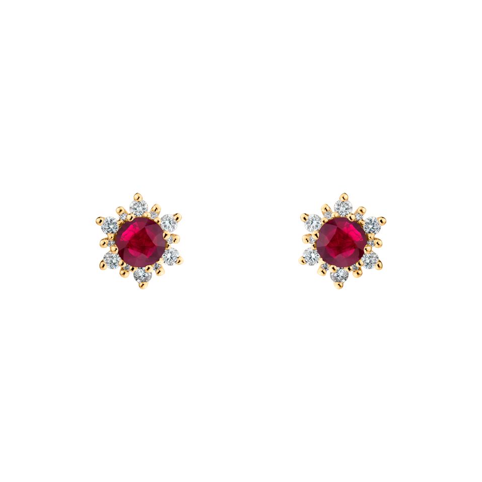 Diamond earrings with Ruby Snow Star