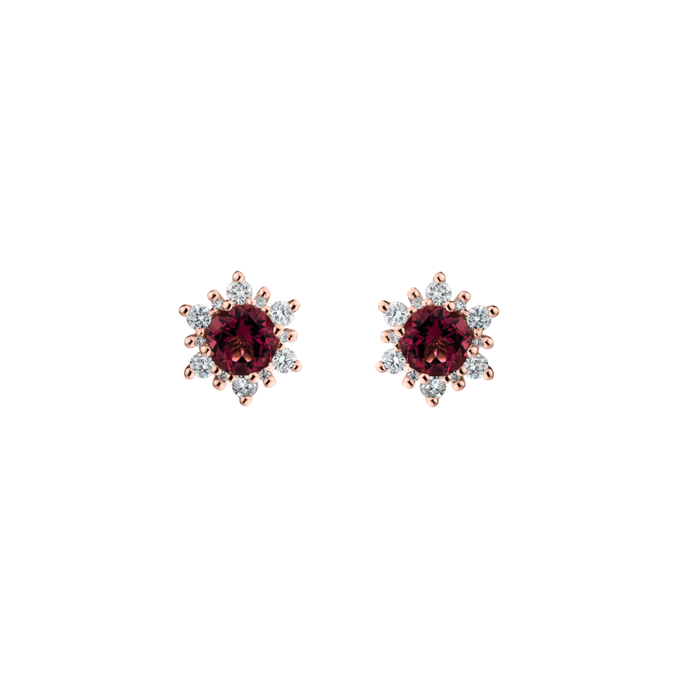 Diamond earrings with Rhodolite Fancy Fairytale