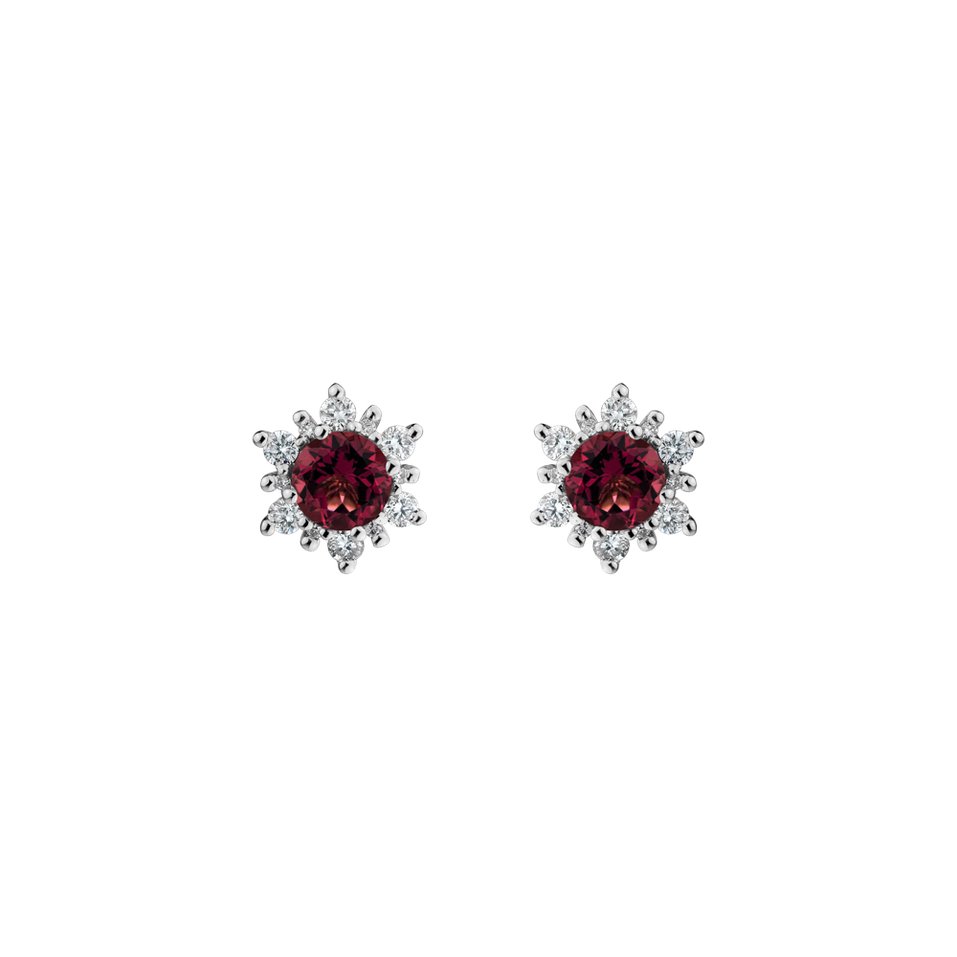 Diamond earrings with Rhodolite Fancy Fairytale