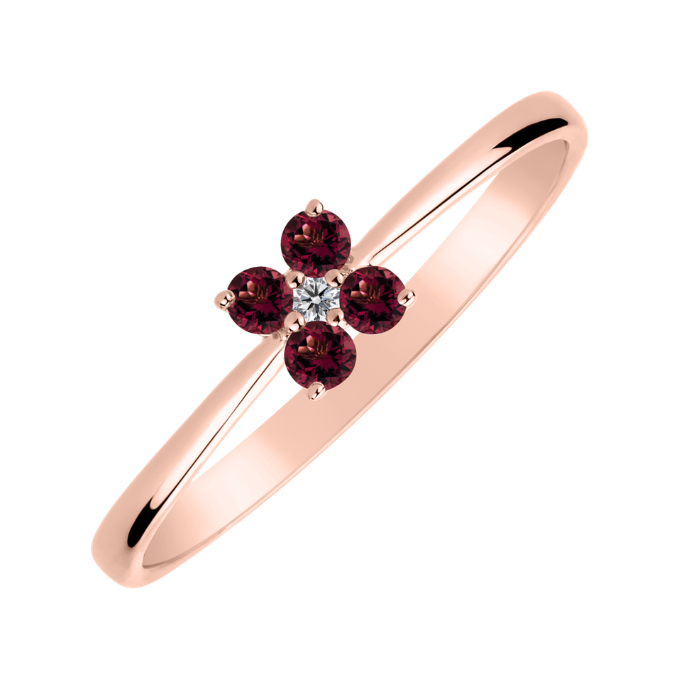 Diamond ring with Rhodolite Divine Bloom