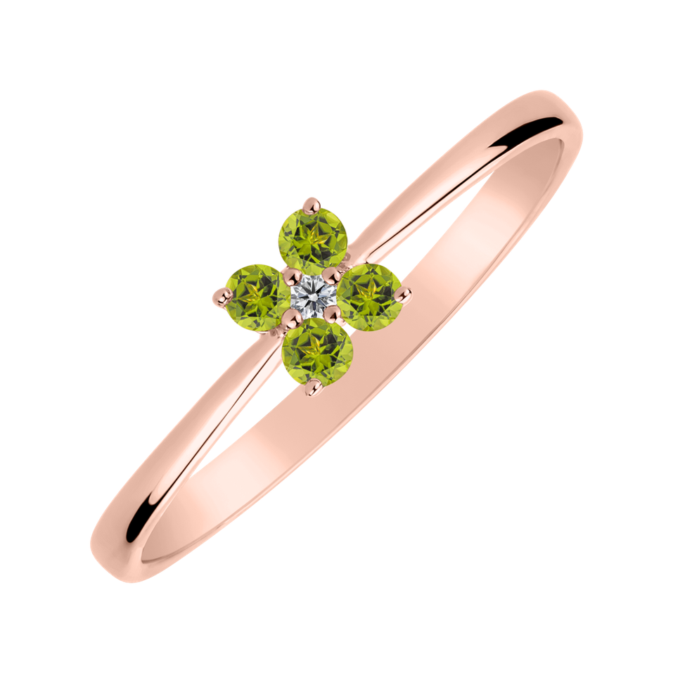 Diamond ring with Peridot Divine Bloom